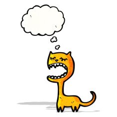 cartoon cat with thought bubble N94