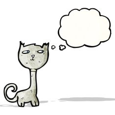 cartoon cat with thought bubble N95