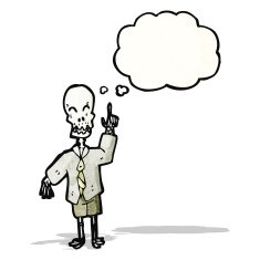 cartoon skeleton with thought bubble N8