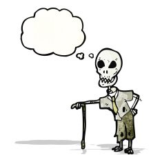 cartoon skeleton with thought bubble N9