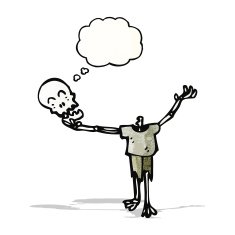 cartoon skeleton with thought bubble N11