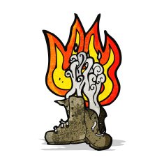 cartoon burning boots