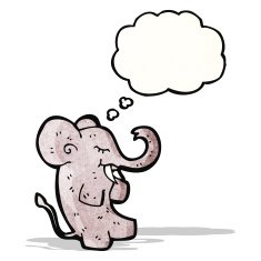 cartoon elephant with thought bubble N4