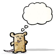 cartoon mouse with thoguht bubble