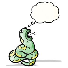 cartoon snake with thought bubble N84