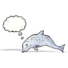 cartoon dolphin with thought bubble