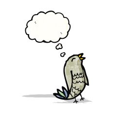 cartoon bird with thought bubble N320