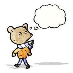cartoon bear with thought bubble N31