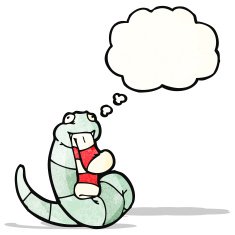 cartoon snake with thought bubble N87