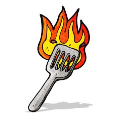cartoon burning spatula