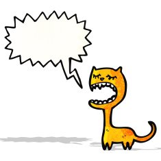 cartoon cat with speech bubble N85