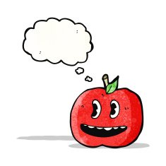cartoon apple with thought bubble N42