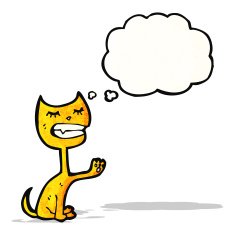 cartoon cat with thought bubble N97