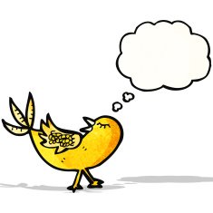 cartoon bird with thought bubble N324