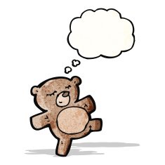cute cartoon teddy bear with thought bubble N19