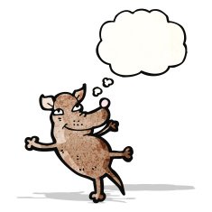 cartoon little dog with thought bubble N24