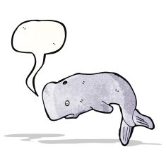 cartoon whale with speech bubble N45