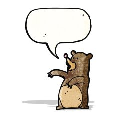 cartoon bear with speech bubble N34