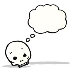 cartoon skull with thought bubble N56