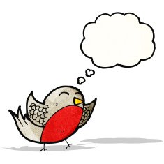cartoon robin with thought bubble N48