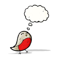 cartoon robin with thought bubble N49