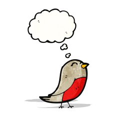 cartoon robin with thought bubble N50