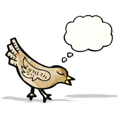 cartoon bird with thought bubble N329