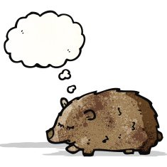 funny bear with thought bubble cartoon N3