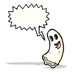 cartoon ghost with speech bubble N34