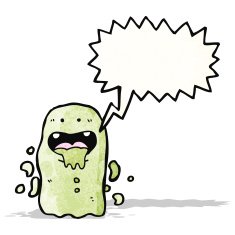 cartoon ghost with speech bubble N35