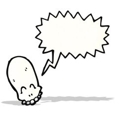 cartoon skull with speech bubble N47