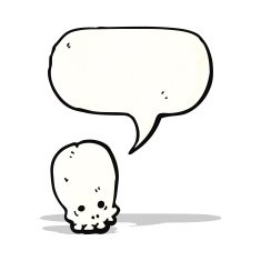 cartoon skull with speech bubble N48