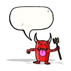 little devil with speech bubble