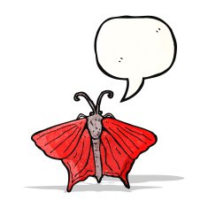 cartoon butterfly with speech bubble N6