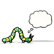 cartoon caterpillar with thought bubble N12