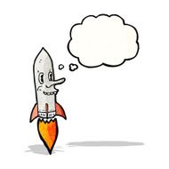 cartoon rocket with thought bubble N7