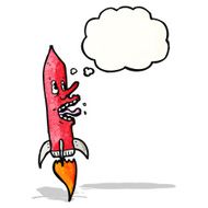 cartoon rocket with thought bubble N9