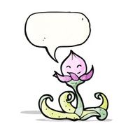 cute cartoon flower with speech bubble N3