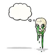 spooky skull with thought bubble cartoon N4