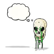 spooky skull with thought bubble cartoon N5