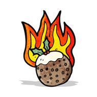 flaming christmas pudding cartoon