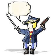 friendly pirate with speech bubble cartoon
