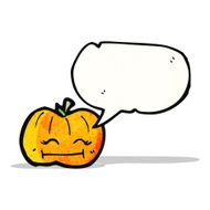 pumpkin with speech bubble cartoon