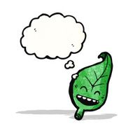 happy leaf with thought bubble