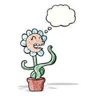 cartoon flower with thought bubble N52