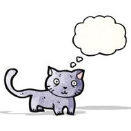 cartoon cat with thought bubble N102