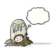 Cartoon Zombie Rising From Grave N4