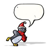 cartoon christmas penguin with speech bubble N4