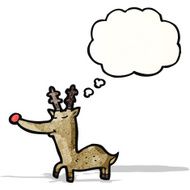 cartoon reindeer with thought bubble N8