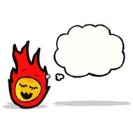 cartoon fireball with thought bubble